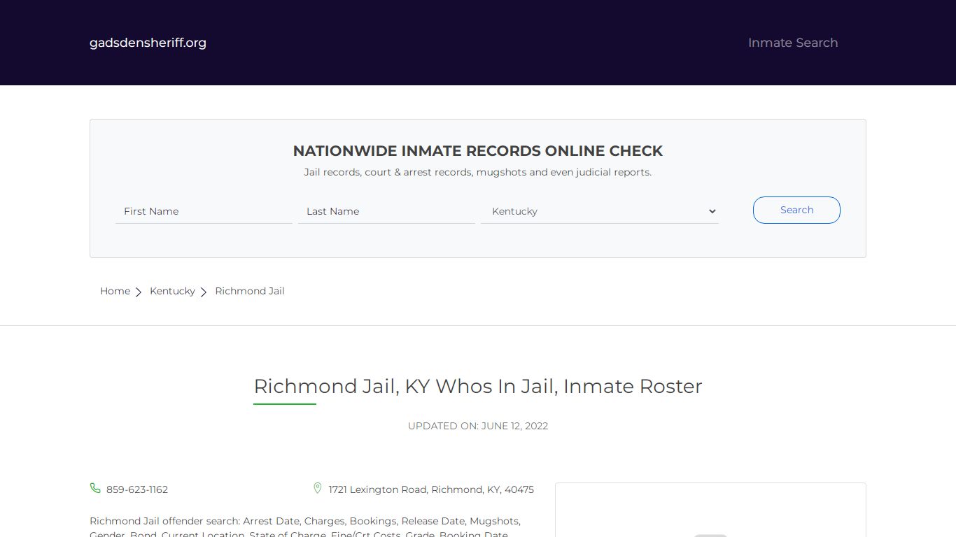 Richmond Jail, KY Inmate Roster, Whos In Jail - Gadsden County